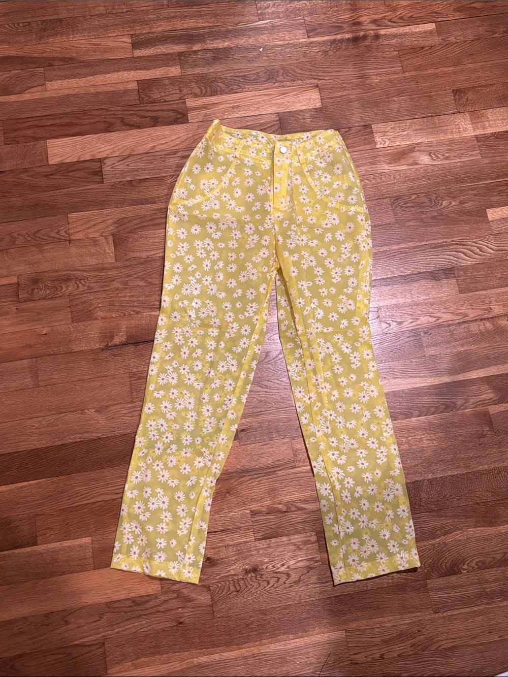Yellow Floral VINYL Daisy Pants